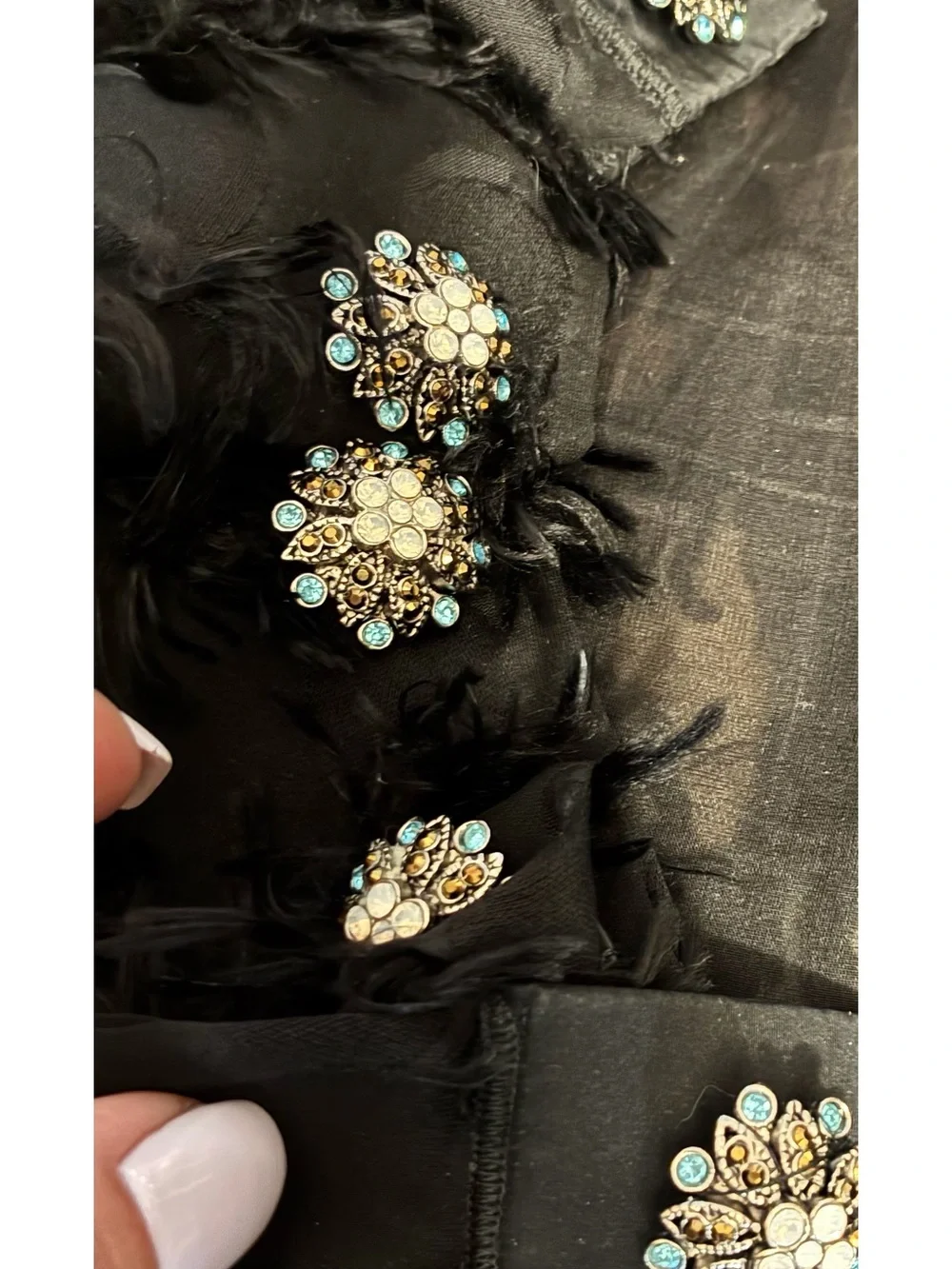 Vintage Dolce & Gabbana Black Textured Cropped Jacket with Jewel Buttons